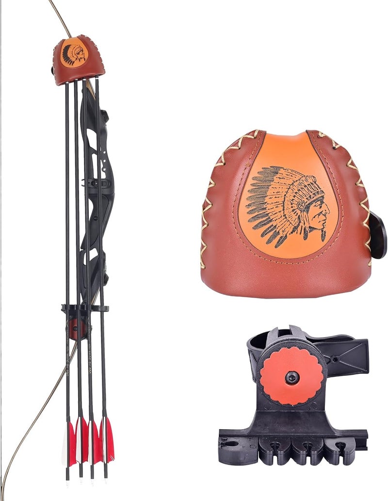 SP.G Adjustable Archery Arrow Quiver - Leather Quiver Arrow Holder with Quick Shoot System Longbow Recurve Bow Quiver 4/6 Arrows Hanged Arrow Case for Hunting Shooting Practice - Image 1